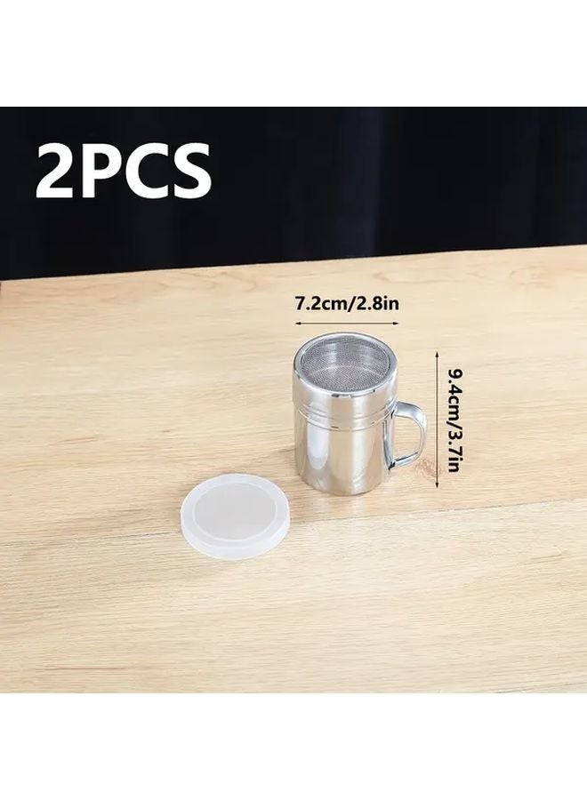 Dense Mesh Stainless Steel Powder Shaker 2 Pack Silvery For Baking Spices Sugar - Image 3