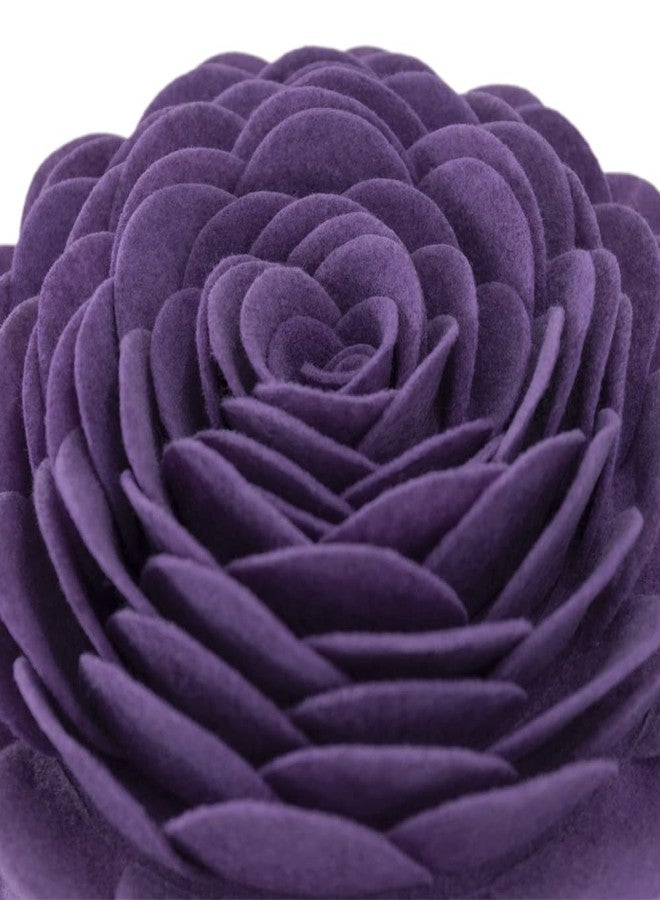 KINGROSE 3D Flower Decorative Throw Pillow Round Cushion for Sofa Chair Couch 14 Inches Round Purple - Image 3