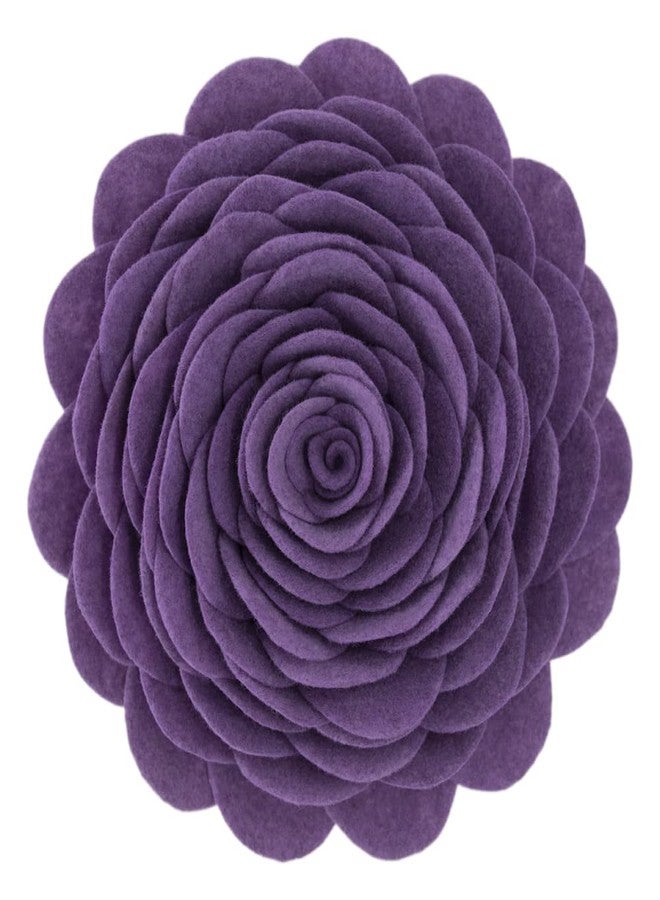 KINGROSE 3D Flower Decorative Throw Pillow Round Cushion for Sofa Chair Couch 14 Inches Round Purple - Image 1