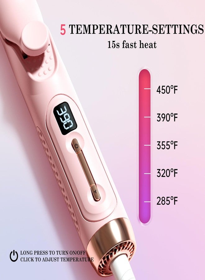 Hahahope Hair Straightener Curler 2-in-1: 1.25" Flat Iron for Women - Curling Wand 360° Airflow Cooling Vents Titanium Ionic for Less Frizz - 5 Temps & Auto Off Dual Voltage (Pink) - Image 5