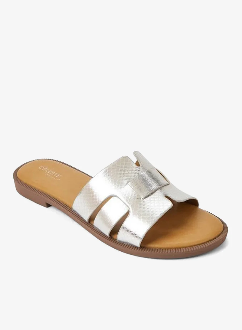Celeste Women Textured Flat Sandals