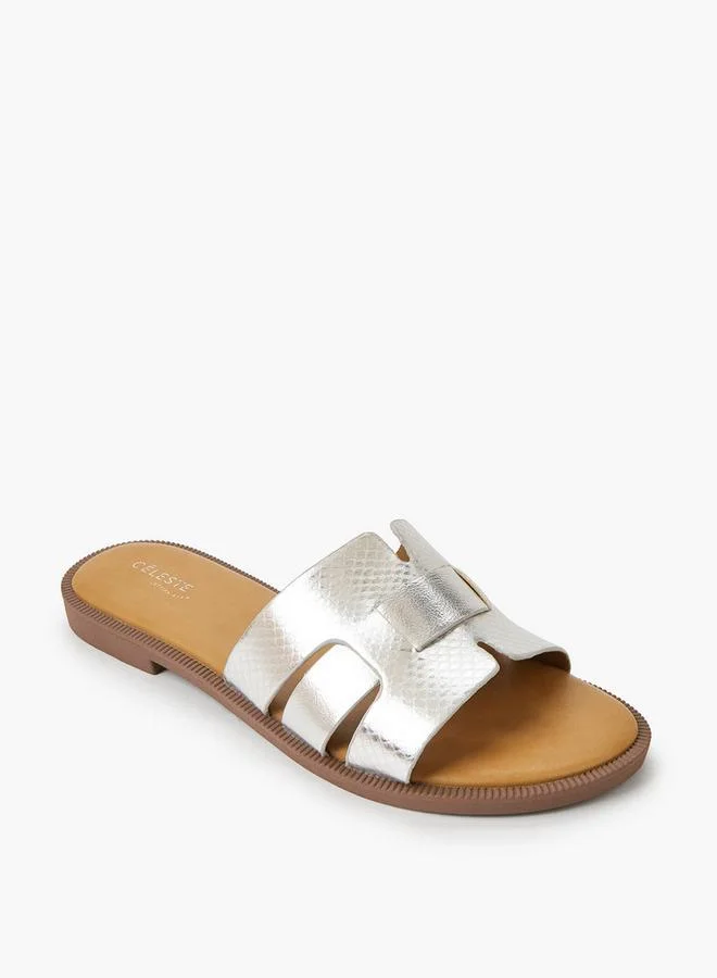 Celeste SILVER Women Textured Flat Sandals for Women | Best Price UAE