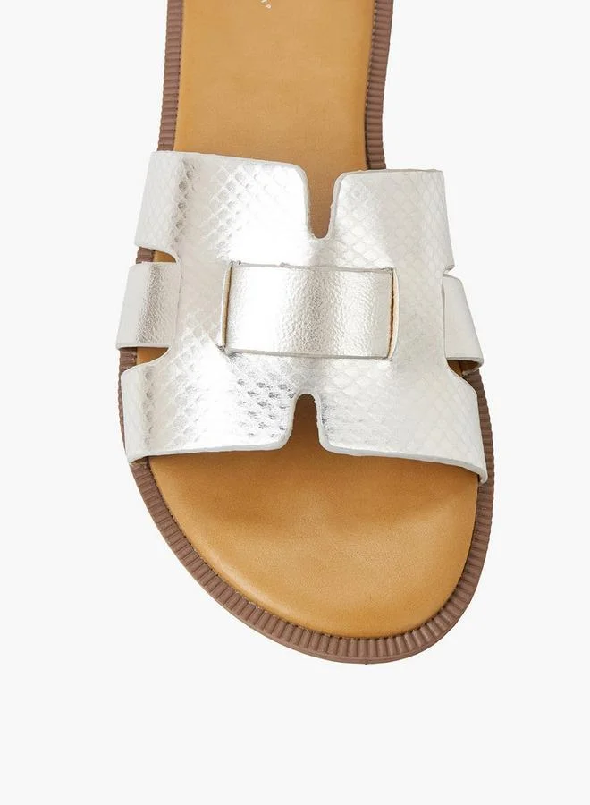 Celeste SILVER Women Textured Flat Sandals for Women | Best Price UAE
