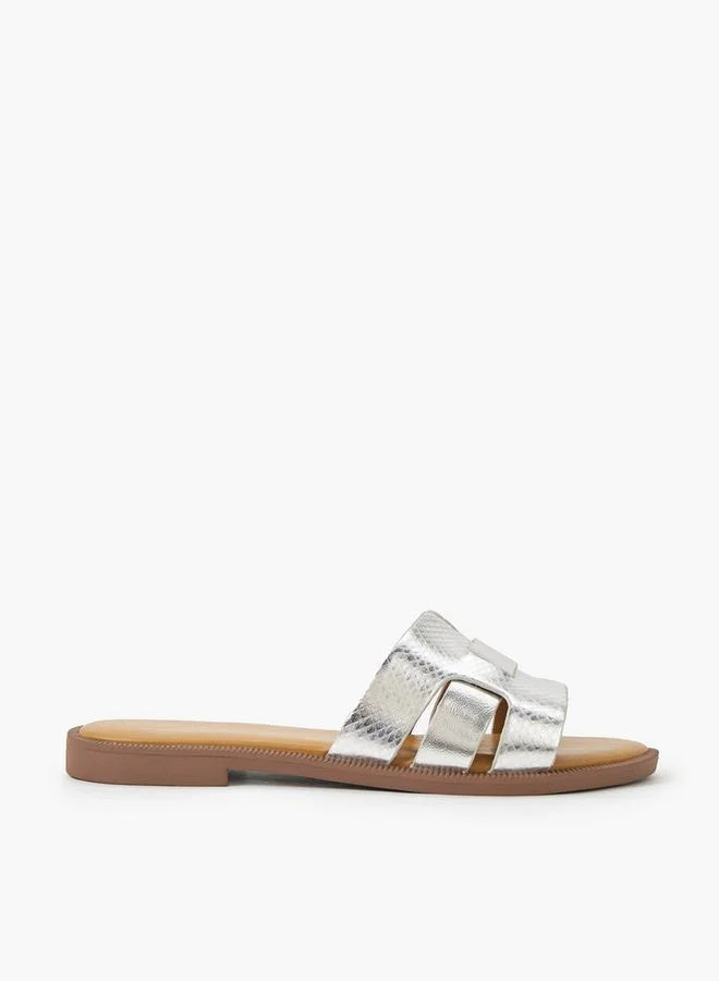 Celeste SILVER Women Textured Flat Sandals for Women | Best Price UAE