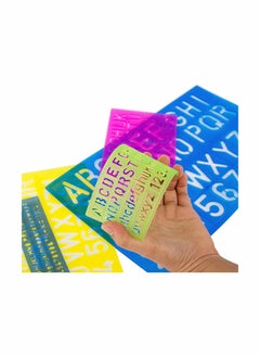 Y&D Alphabet Letter Stencil Set for Kids and Adults, Painting, Lettering Drawing Templates, Plastic ABC Stencils Protest Posters, Arts Crafts Projects, Pack of 4, Random Color  - Image 4
