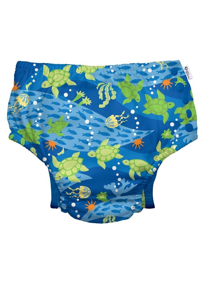 جرين سبراوتس أنا ألعب. من جرين سبراوتس، حفاضات سباحة إيكو سناب قابلة لإعادة الاستخدام مع أربطة، عامل حماية من الأشعة فوق البنفسجية 50، 18 شهرًا، رحلة السلحفاة الزرقاء الملكية، تصميم حاصل على براءة اختراع، حاصل على شهادة STANDARD 100 من OEKO-TEX