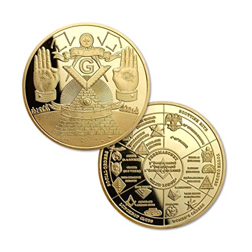 Woerda Masonic Challenge Coin Gold Plated Freemason Coins Collectors Medallion - Image 1