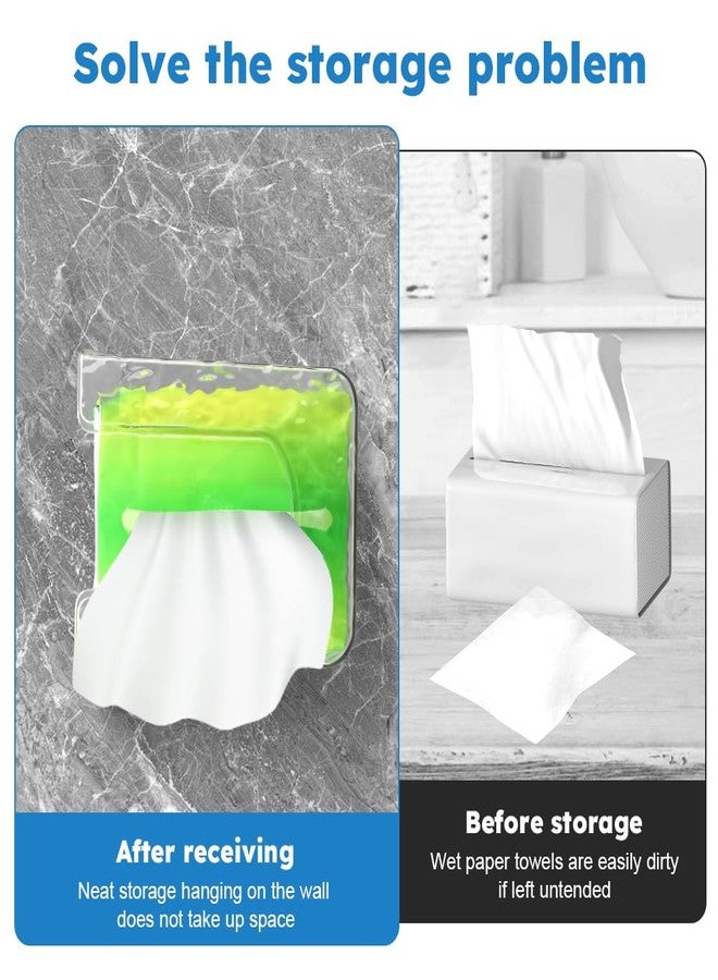 CALIDAKA Bathroom Wipes Holder，Kitchen Wipes Storage, Wall-Mounted Tissue Holder, Non-Slip Flushable Wipes Box, Wipe Container, Wipes Holder for Kitchen Bathroom(Clear+Clear Grey)(Clear+Clear Grey) - Image 5