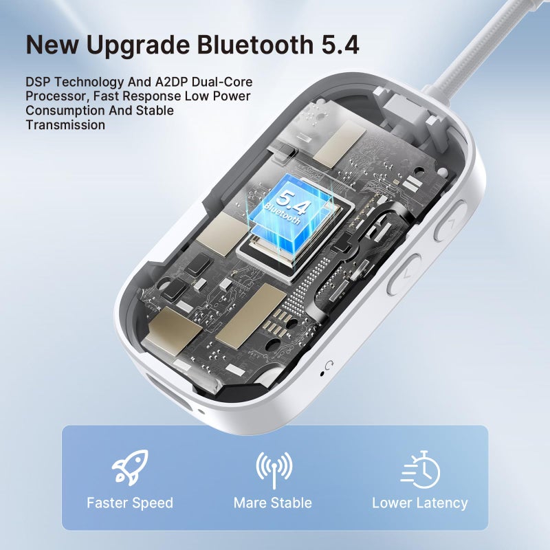 PinPure Bluetooth 5.4 Transmitter Receiver for 2 AirPods/Headphones, 2-in-1 Wireless Adapter with Microphone, Audio Adapter with 3.5mm Audio Jack, Suitable for Airplane, Car, TV, PC, Home Stereo - Image 5
