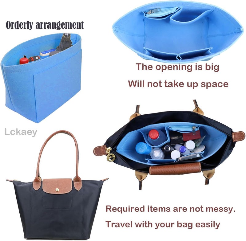 Lckaey Purse Organizer Insert for Le Pliage Neo Handbags Insert Organizer- Premium Felt Organizer, French blue, S, Tidy things up - Image 3