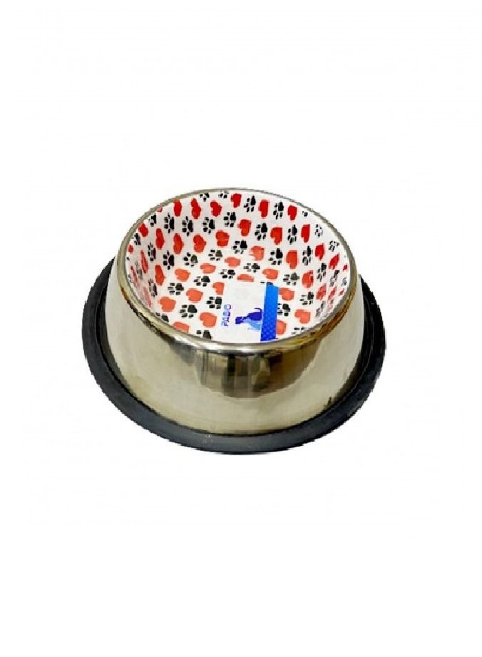 PADO وعاء طعام للكلاب مضاد للانزلاق بتصميم مينا داخلي متعدد الألوان 25 سم