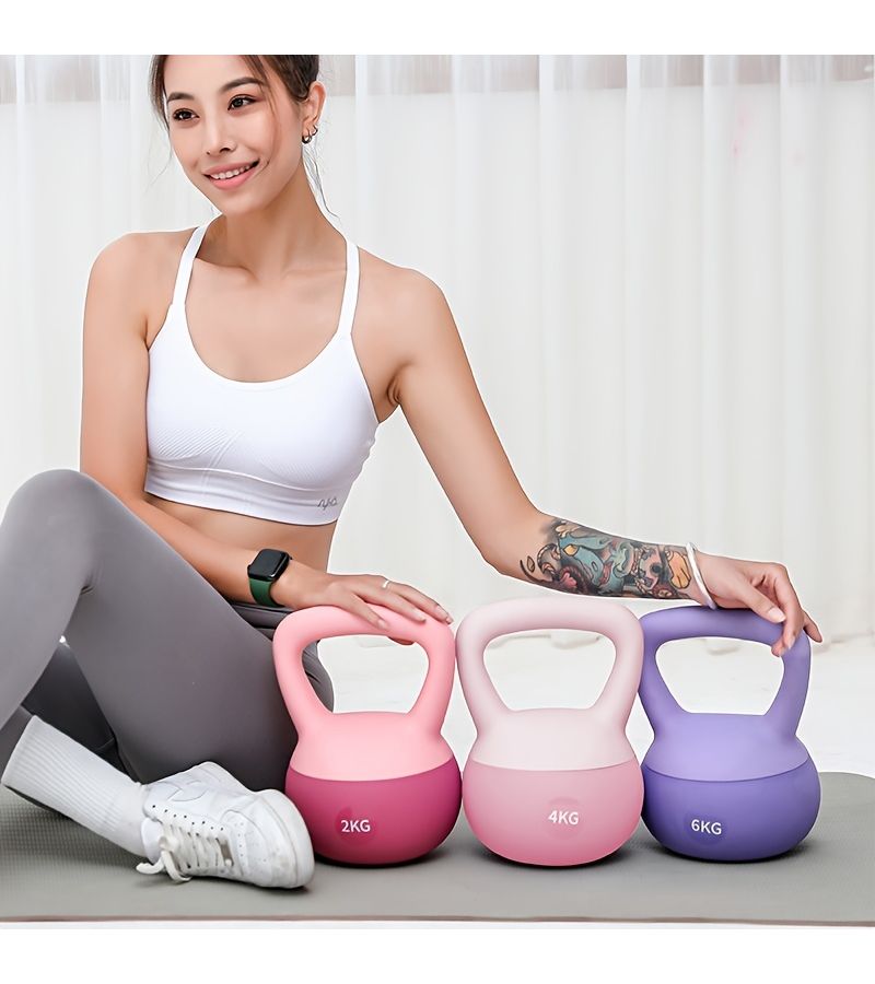 Blue 2kg Custom Light Soft Bottom Premium Kettlebell For Home Fitness Women Butt Training And Men Body Shaping Durable Iron PVC High Quality Exercise - Image 1