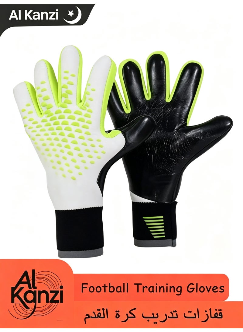 Al Kanzi Football Goalkeeper Gloves ,Professional Non-slip Goalie Gloves ,Soccer Goalie Gloves for Training & Match - Anti-Slip Grip ,(White and Green) 6 Size - Image 1