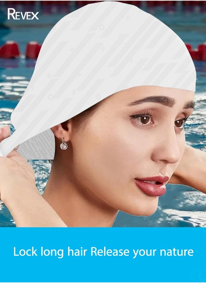 REVEX Men Women, Unisex Adult Swimming Caps for Short Long Hair to Keep Hair Dry, Waterproof Bathing Caps for Swimming  - Image 2