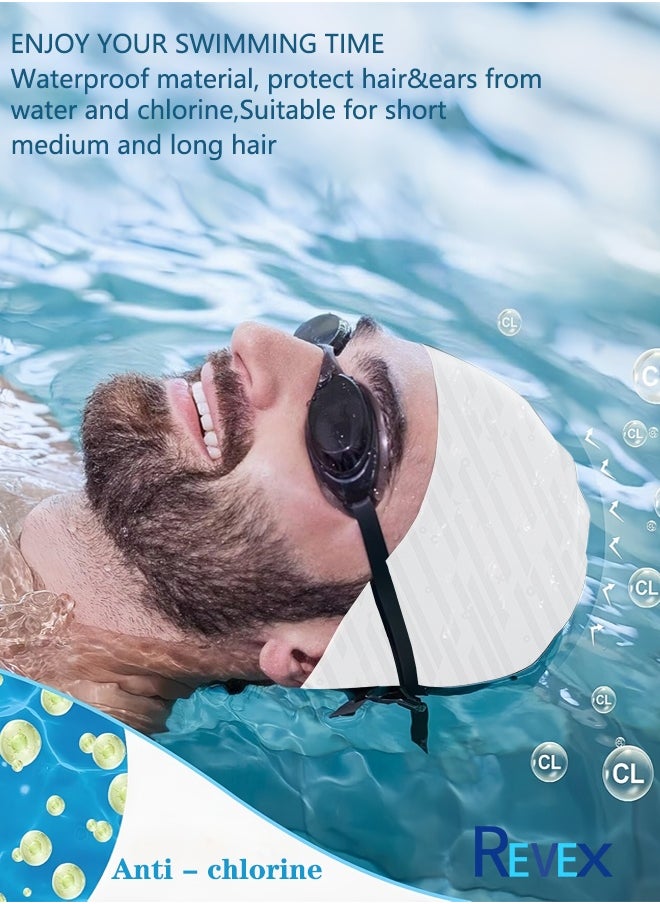REVEX Men Women, Unisex Adult Swimming Caps for Short Long Hair to Keep Hair Dry, Waterproof Bathing Caps for Swimming  - Image 3