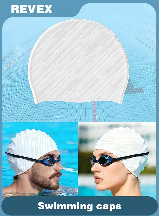REVEX Men Women Swimming Caps, Unisex Adult Swim Caps  Keep  , Waterproof Bathing Cap for Swimming - Image 1