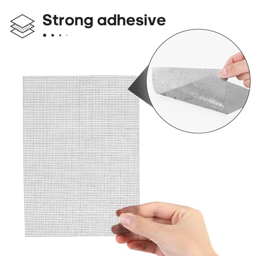 Secopad 5" x 7" Black/Grey Screen Repair Kit, 6 PCS Window Screen Patch Repair Tape for Mesh Window Door, Strong Adhesive Fiberglass Mesh Pacth Tape - Image 2