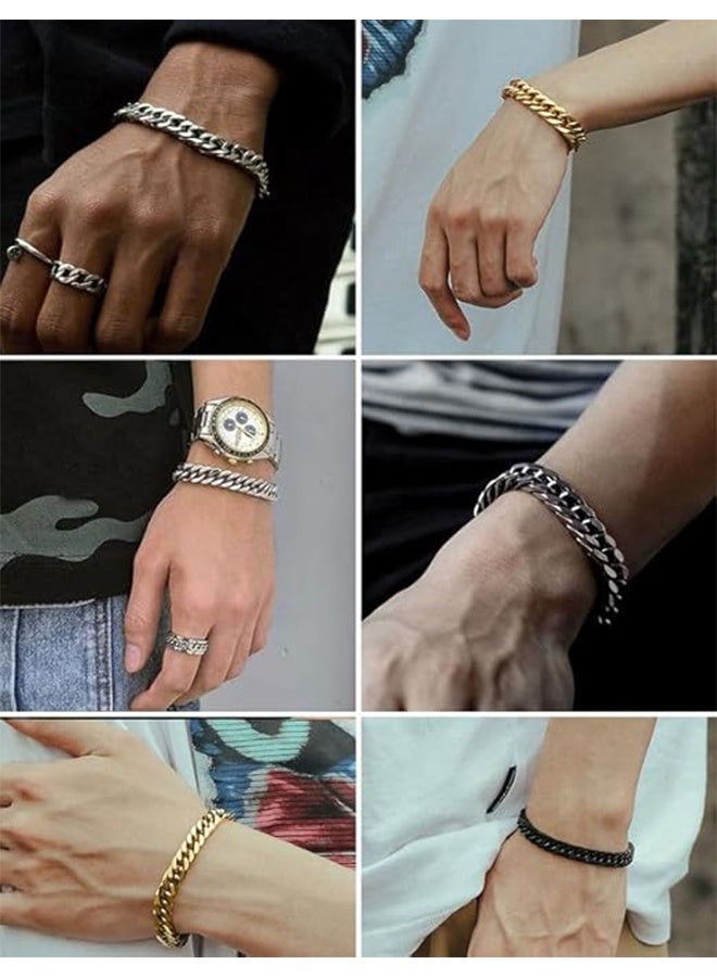 Quantum 3 PCS Stainless Steel Chain Bracelet, Stainless Steel Polished Titanium Jewelry Clasp, Trendy Chunky Bracelets for Men Women - Image 5