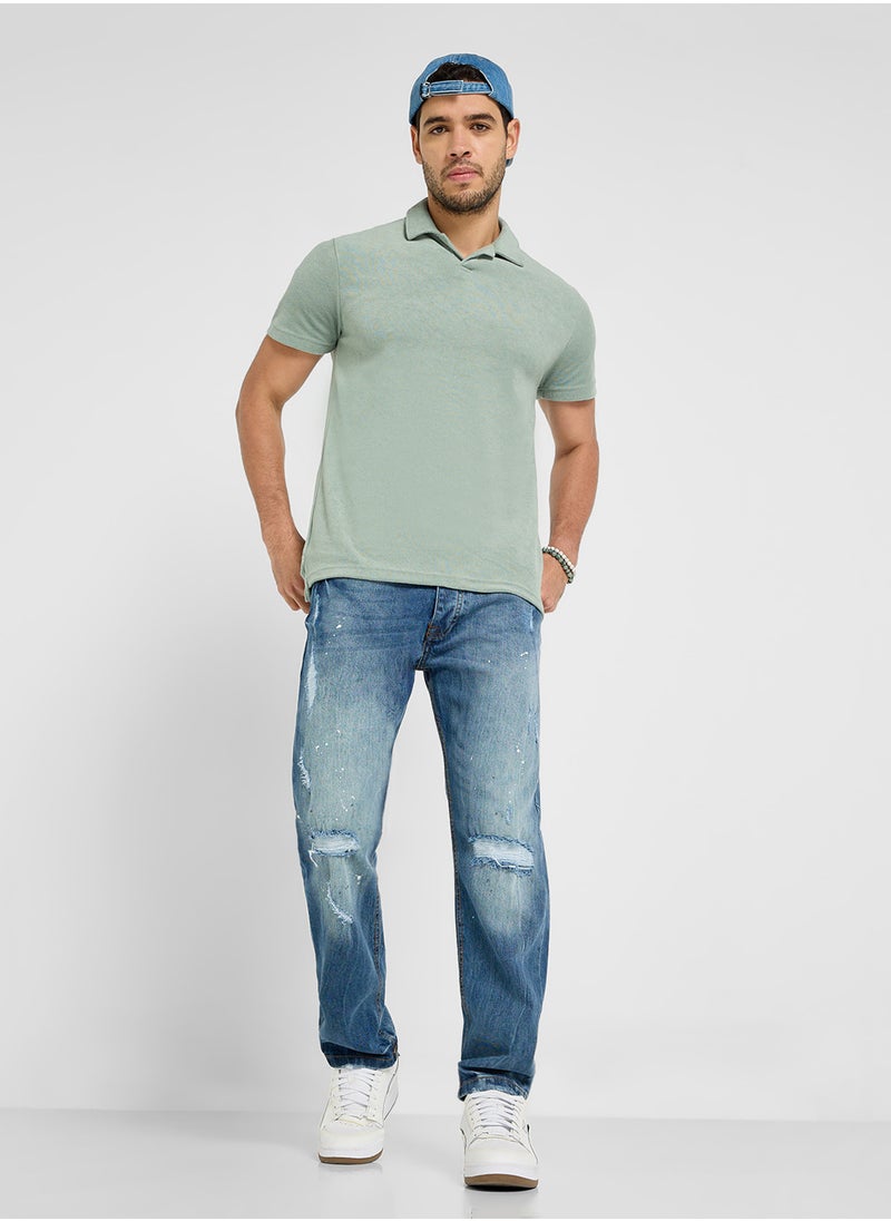 BRAVE SOUL - Short Sleeve Polo Shirt With Reverse Collar - Image 1