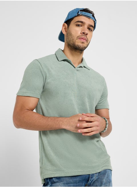 Short Sleeve Polo Shirt With Reverse Collar