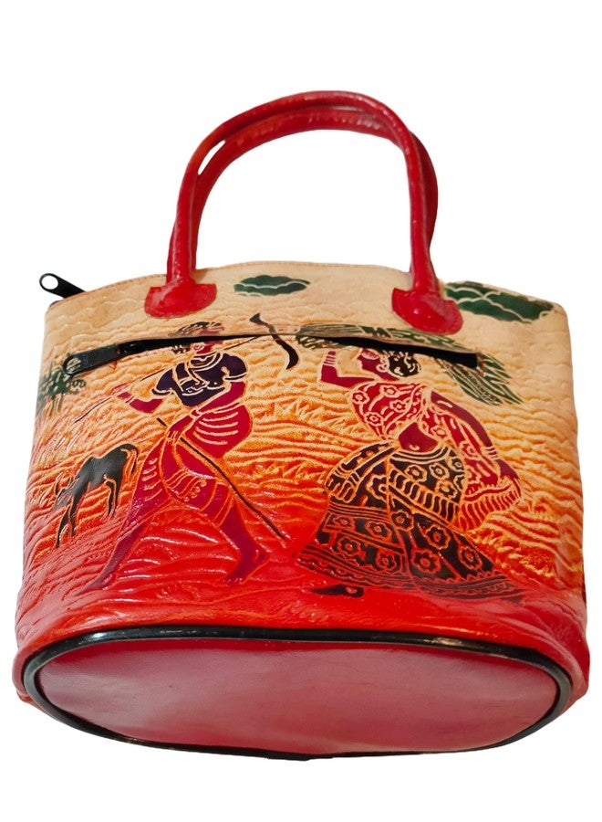 CLASSIQUE Shantiniketan Pure Leather Traditional Printed Handbag Medium Batua Purse for Women - Image 5