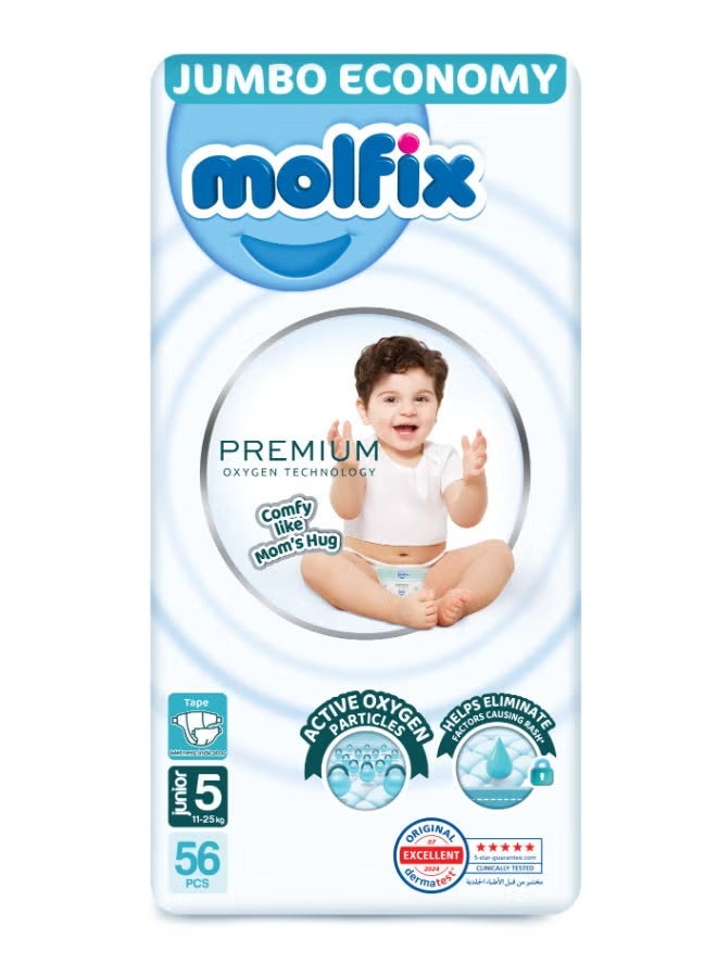 Molfix premium O2 Baby Diapers , size 5, 56 Pcs - Image 1