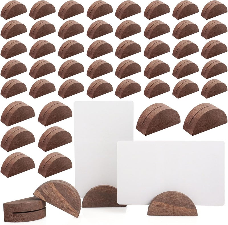 Alffun 50 Pcs Wooden Table Number Stands, Semicircular Wedding Place Card Holders for Table Numbers, Name Tag, Restaurant Menu, Birthday Party & Event Decor - Image 1