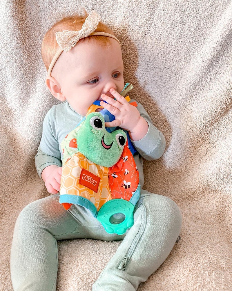 Nuby Teething Blankie Characters May Vary, Red/Yellow/Green/Orange/Blue, 1 Count - Image 2