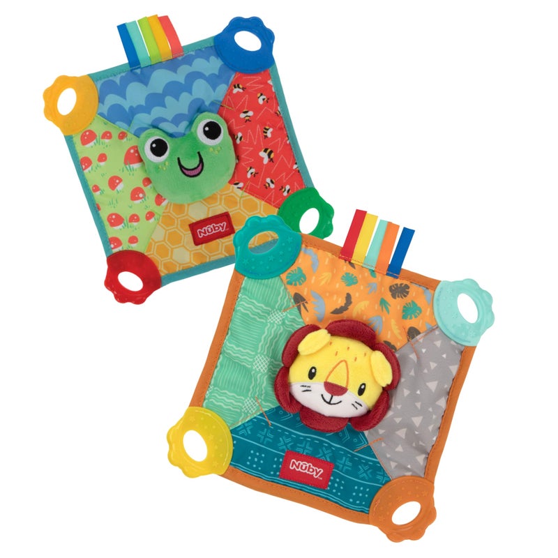 Nuby Teething Blankie Characters May Vary, Red/Yellow/Green/Orange/Blue, 1 Count - Image 1