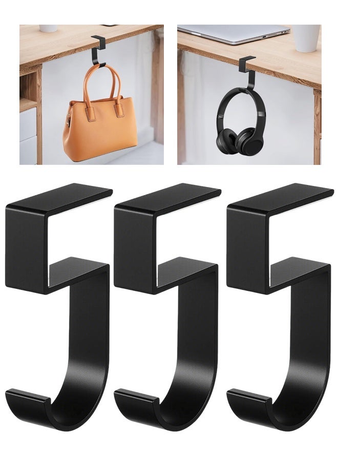 3 PCS Black Purse Hook for Table - Bag Hanger, Desk Hook for Bag, Portable Purses Clips for Tables - Image 1