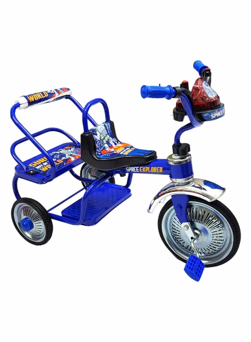 Tricycle Double Seated Iron Bike for Kids with Sounds and Light  - Image 2