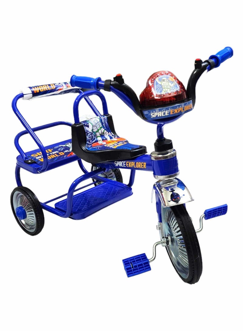 Tricycle Double Seated Iron Bike for Kids with Sounds and Light  - Image 1