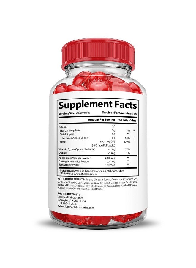 Justified Laboratories Keto Snax Keto ACV Gummies Extreme 2000MG Keto Snax Keto Gummies Advanced Formula Apple Cider Vinegar with Pomegranate Beet Juice Powder B12 Vegan Non GMO 60 Gummys - Image 4