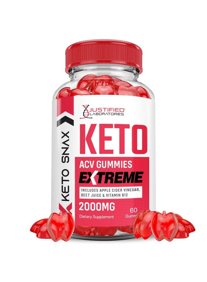 Justified Laboratories Keto Snax Keto ACV Gummies Extreme 2000MG Keto Snax Keto Gummies Advanced Formula Apple Cider Vinegar with Pomegranate Beet Juice Powder B12 Vegan Non GMO 60 Gummys - Image 1