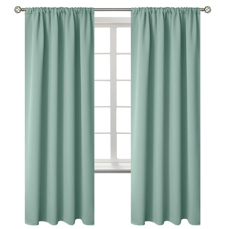 BGment Rod Pocket Blackout Curtains for Bedroom - Thermal Insulated Room Darkening Curtain for Living Room  Light Sage  42 x 72 Inch  2 Panels - Image 1