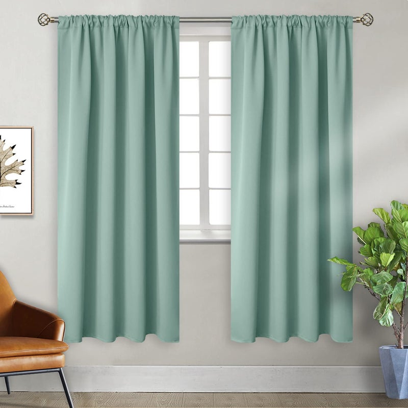 BGment Rod Pocket Blackout Curtains for Bedroom - Thermal Insulated Room Darkening Curtain for Living Room  Light Sage  42 x 72 Inch  2 Panels - Image 2
