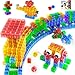 Annexfun 56PCS Magnetic Blocks Transparent Magnetic Cubes Toddlers Building BlocksMontessori Preschool STEM Educational Sensory Toys for Kids Ages 3 Boys Girls Birthday Gifts 1IN - Image 2