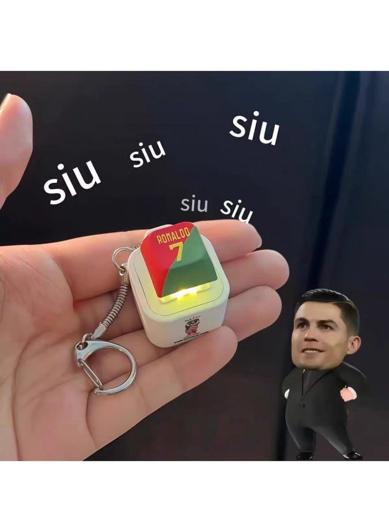 2026 World Cup Keychain with Sound & Light Fidget Button , Football Theme Stress Relief Toy, LED Light Up Clicker Pendant with Cristiano Ronaldo Real Sound Effect - Image 1