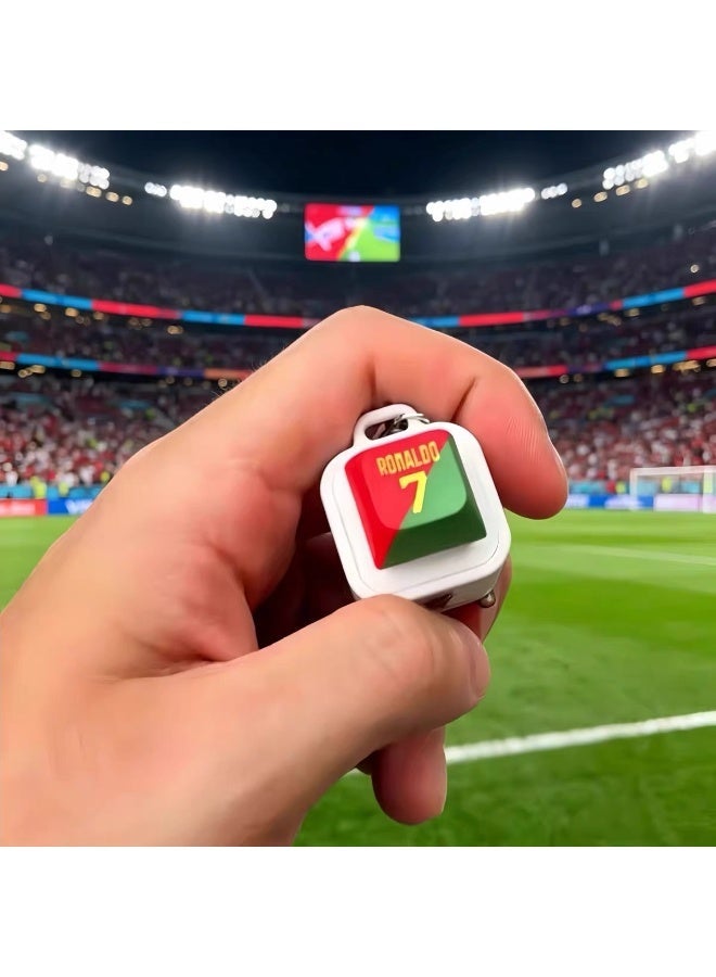2026 World Cup Keychain with Sound & Light Fidget Button , Football Theme Stress Relief Toy, LED Light Up Clicker Pendant with Cristiano Ronaldo Real Sound Effect - Image 2