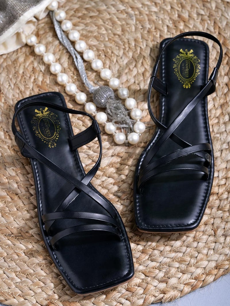 Shoetopia Women’s  Strappy Flat Sandals | Comfortable Slingback Casual Summer Footwear - Image 4