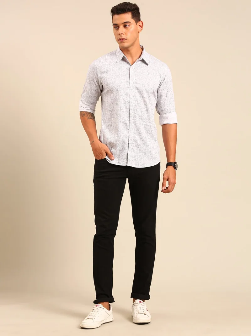 Joven  White Printed Cotton Shirt for Men for Men | Best Price UAE