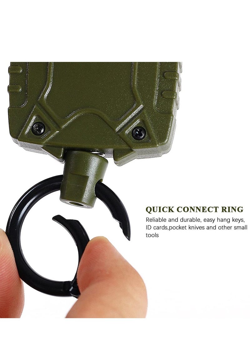 SYOSI Carabiner Retractable Keychain, 2 Pack Self Retractable Id Badge Reel with Belt Clip, Heavy Duty Tactical Badge Holder with 26 Inches Cord, Multitool Carabiner Key Chain, 10 Oz Retraction - Image 2