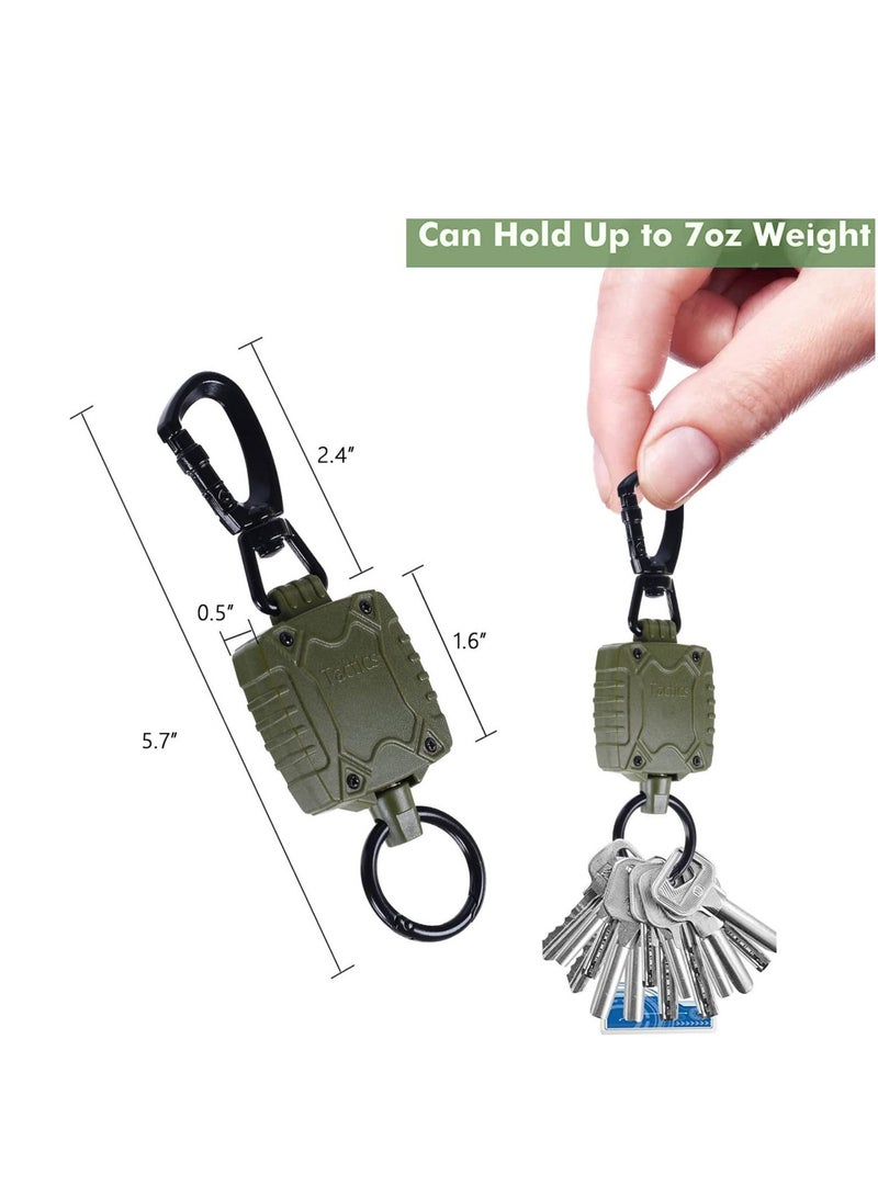 SYOSI Carabiner Retractable Keychain, 2 Pack Self Retractable Id Badge Reel with Belt Clip, Heavy Duty Tactical Badge Holder with 26 Inches Cord, Multitool Carabiner Key Chain, 10 Oz Retraction - Image 3