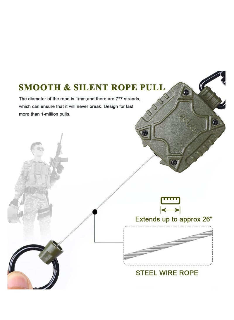 SYOSI Carabiner Retractable Keychain, 2 Pack Self Retractable Id Badge Reel with Belt Clip, Heavy Duty Tactical Badge Holder with 26 Inches Cord, Multitool Carabiner Key Chain, 10 Oz Retraction - Image 4