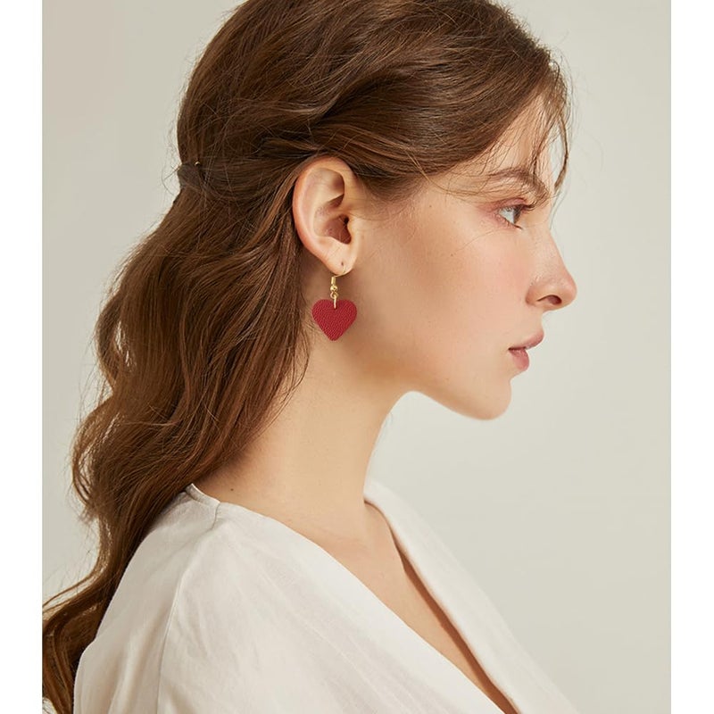 KINIVA Heart Earrings for Women,Trendy Heart Dangle Drop Earrings for Party Prom,Christmas Valentines Jewelry Gifts for Her (117 Red) - Image 4
