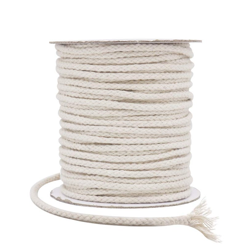 Tenn Well 5mm Macrame Cord 165Feet Braided Cotton Rope Thick Craft Twine for Macrame Plant Hangers Wall Hangings Drawstrings Clothes Lines DIY Crafts Beige