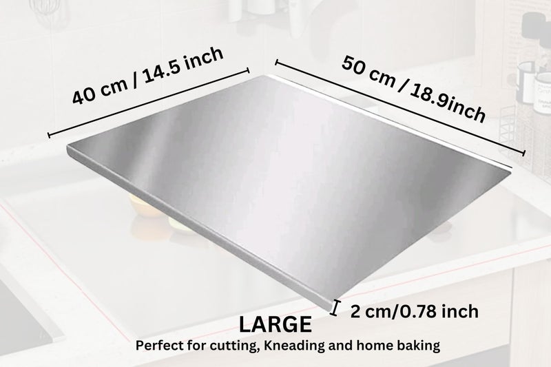 Halsey Homes Stainless Steel Counter Top Board for Kitchen | Worktop Platform | Round Edge | for Cutting - Chopping Vegetables Meat Fish Fruits (Counter TOP Large (40x50) CM) - Image 2