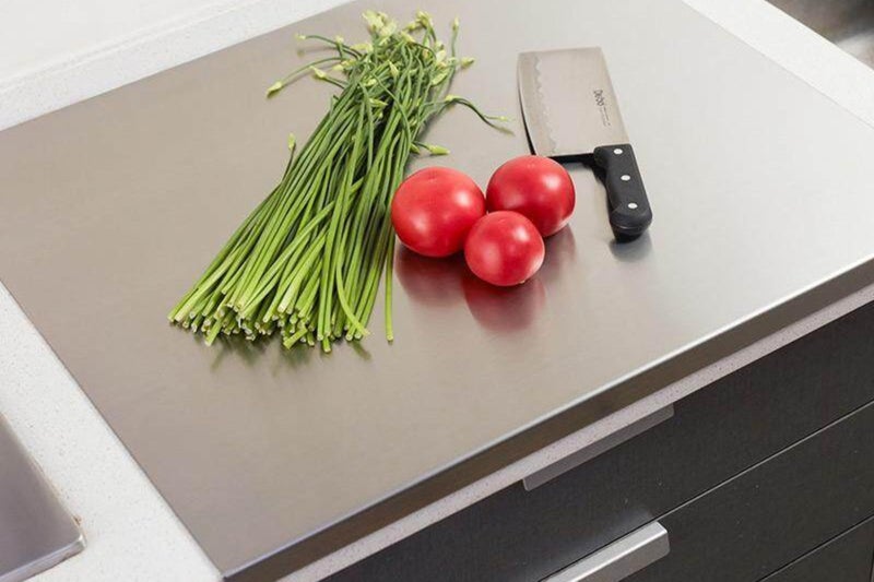 Halsey Homes Stainless Steel Counter Top Board for Kitchen | Worktop Platform | Round Edge | for Cutting - Chopping Vegetables Meat Fish Fruits (Counter TOP Large (40x50) CM) - Image 1