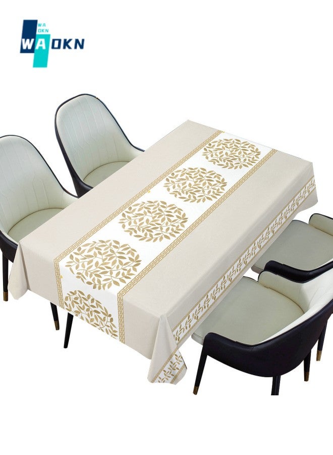 دبليو أيه أو كي أن ١٤٠   ×   [ 180cm ] ماء تطريز [ بفك ] طاولة قماش , زيت برهان برهان يكشط مستطيلة بلاستيكيّة طاولة قماش , ينظّف طاولة مجموعة , يستعمل لأنّ مطبخ أعلى طاولة حماية ( متر بيضاء ) - Image 1