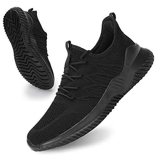 Socviis Mens Slip On Running Shoes Athletic Walking Trainers Lightweight Breathable Mesh Tennis Sneakers All Black - Image 1